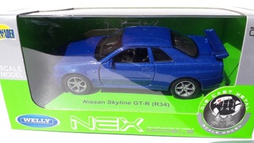 Модель Nissan Skyline GT-R(R34) Синий Металл WELLY 1:34
