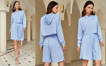 3A5A14 A02 SHEIN BLUZA I SPODENKI NIEBIESKI KOMPLET XS