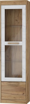 meble EMAX 43 witryna 1D craft złoty / craft biały