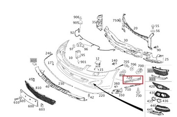 LEVÝ VÝZTUHA DRŽÁK NÁRAZNÍKU PŘEDNÍ MERCEDES S TŘÍDA W221 OE A2218850714