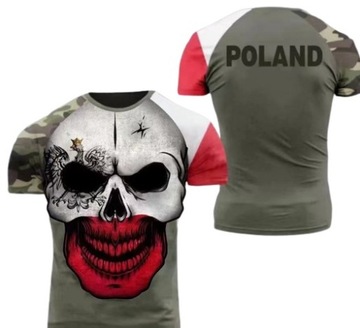 T-SHIRT MĘSKI KOSZULKA 3D PATRIOTYCZNA CZASZKA XL
