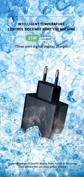 3-портовое USB-зарядное устройство с цифровым дисплеем, быстрая зарядка, зарядное устройство для мобильного телефона, Adap