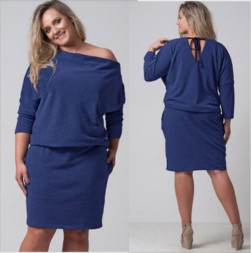Sukienka SWETERKOWA Plus Size Tuszująca Brzuszek (44-54) XXXL 46 KOLORY