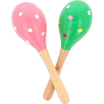 GRZECHOTKA MARAKAS DREWNIANY DLA DZIECI WZORY INSTRUMENT RYTMIKA MARACAS