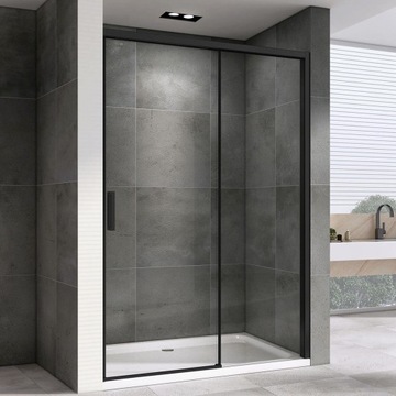 DRZWI PRYSZNICOWE PRZESUWNE DSV250B czarne 120CM LEYDEN - cichy domyk