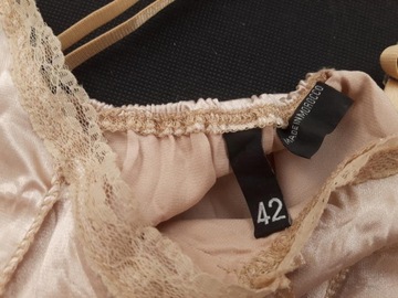 H&M satynowa KOSZULKA NOCNA z koronką _ 42