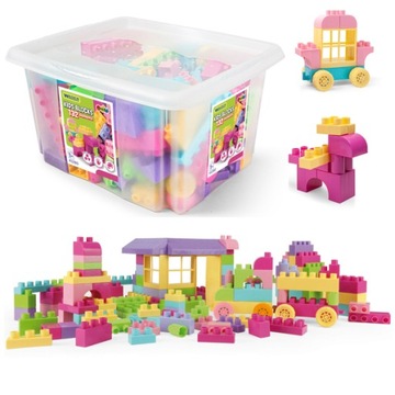 Wader 41280 Kids Blocks klocki w pojemniku 132 el. różowe