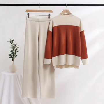 Women Pullovers Pant Set Casual Sweater Suits Colo