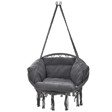 Ciemno Szare Bocianie gniazdo huśtawka ogrodowa fotel 2x zestaw montażowy