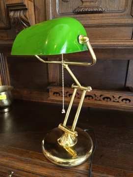 Kultowa Lampa Bankierka Oświetlenie Biurko Zielone Szkło KL