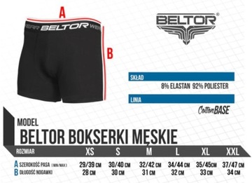 BOKSERKI SLIPY SHORTY MĘSKIE BIELIZNA MĘSKA SPODENKI CZARNE BELTOR TREC rXS