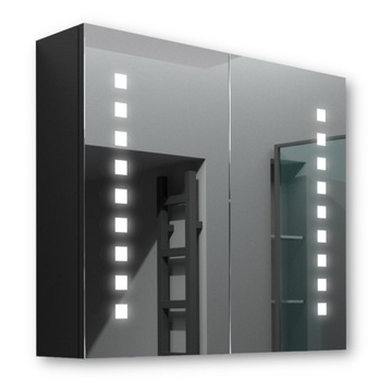 Drewniana szafka 80x70 LED lustro Merkury Czarny