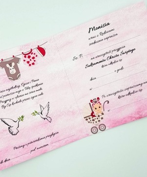 ПРИГЛАШЕНИЯ НА КРЕЩЕНИЕ, КРЕЩЕНИЕ, ИГРУШКИ, 3D РОЗОВЫЕ