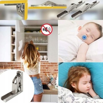 Składany ZAWIAS MEBLOWY 90°/180° Cichy DOMYK x4