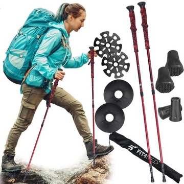 LEKKIE KIJE TREKKINGOWE CARBON REGULOWANE NORDIC