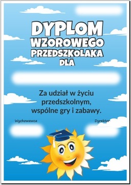 Dyplom Wzorowego Przedszkolaka (Słoneczko) A4