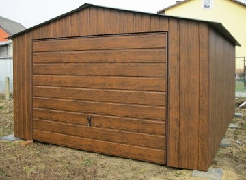 Жестяные гаражи 4х5, широкая панель, орех