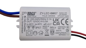 БЛОК ПИТАНИЯ МИНИ-СВЕТОДИОДОВ НАПРЯЖЕНИЕМ 6ВТ IP67