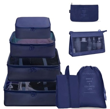 ORGANIZER PACKING CUBES DO PRZECHOWYWANIA BAGAŻU PODRÓŻNA TORBA 8SZT