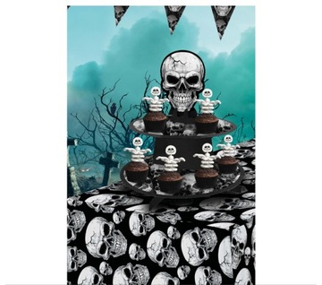 ДВУСТОРОННЯЯ ТАРЕЛКА ДЛЯ ТОРТА С ЧЕРЕПОМ НА ХЭЛЛОУИН