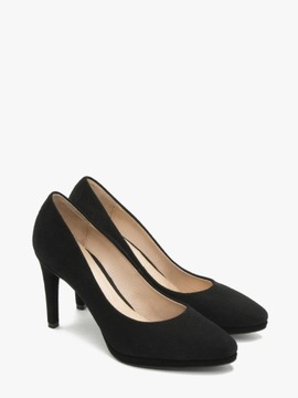 Szpilki damskie skórzane czarne RYŁKO buty eleganckie welurowe wysoki obcas