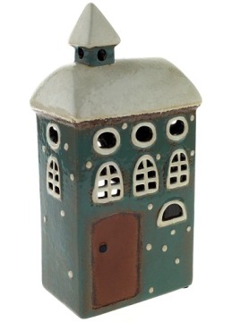 DOMEK CERAMICZNY LAMPION ŚWIECZNIK CERAMIKA SZKLIWIONA *