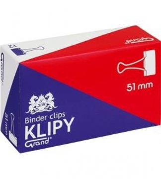 Klipy biurowe czarne Grand 51 mm 12 sztuk