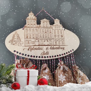 Сумка из гладкого джута Адвент-календарь Джутовая сумка 11х14см