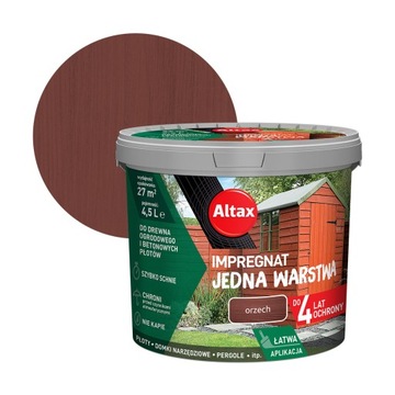 ALTAX IMPREGNAT DO DREWNA OGRODOWEGO 4,5L ORZECH JEDNA WARSTWA