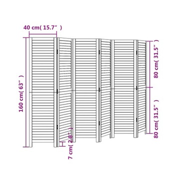 vidaXL Ширма для гостиной, 6 панелей, черный, массив дерева павловнии