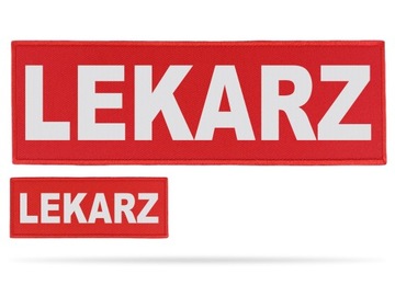 CZERWONE NASZYWKI ODBLASKOWE NAPIS LEKARZ - ZESTAW