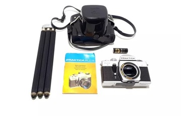 APARAT PRAKTICA PLC3 +STATYW 118CM +ETUI +KSIĄŻECZKA PLC2