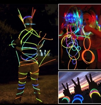 Светящиеся браслеты, повязки на голову, флуоресцентные палочки, 100 огненных палочек
