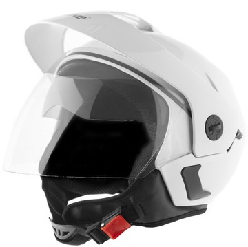 KASK MOTOCYKLOWY OTWARTY BIAŁY Z BLENDĄ MOTOR ROWER HULAJNOGA SKUTER XS