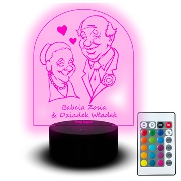 Lampka Led Prezent na Dzień Babci Dziadka Zestaw Pudełko Popiersie Statetka