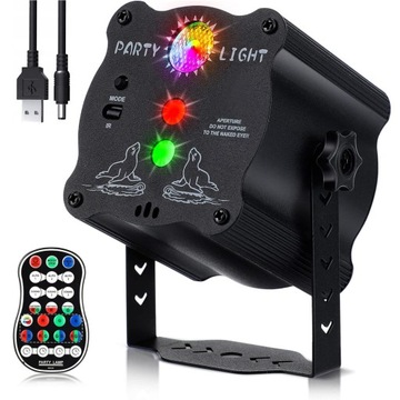 LAMPY DYSKOTEKOWE DISCO ŚWIATŁO IMPREZOWE PROJEKTOR LED RGB