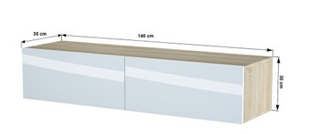 SZAFKA RTV WISZĄCA 140 CM BIAŁY MAT