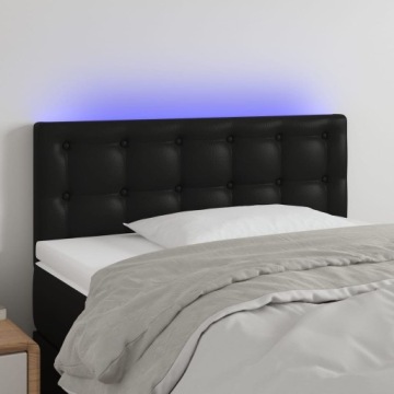 vidaXL Изголовье кровати со светодиодной подсветкой Черный 90x5x78/88 см Искусственная кожа