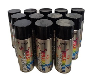 Spray farba czarny połysk RAL 9005 400 ml zestaw 12 sztuk