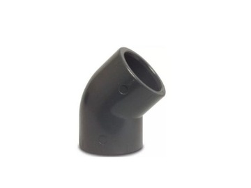 Kolano 45 stopni PVC-U, 2xKW, 25 x 25 mm, 16 Bar, szary.