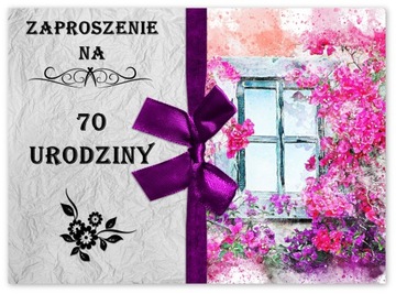 ZAPROSZENIA NA 70 URODZINY + KOPERTA ZAPROSZENIE
