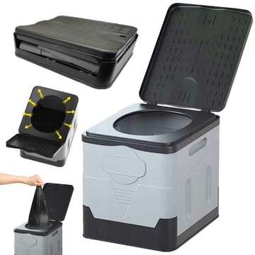 ZEWNĘTRZNA TOALETA TURYSTYCZNA MOBILNA WC PRZENOŚNA SKŁADANA 20L DUŻY 200KG