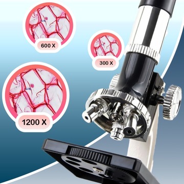 Оптический микроскоп Zoom 1200x Лабораторный набор 3 линз + аксессуары