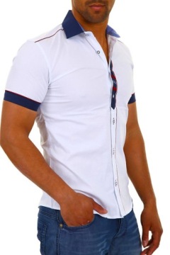 Мужская хлопковая рубашка, элегантный контраст