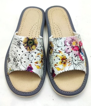 КОЖАНЫЕ ТАПОЧКИ ЖЕНСКИЕ КОЖАНЫЕ ДОМАШНИЕ ТАПОЧКИ ЦВЕТЫ БАБОЧКА