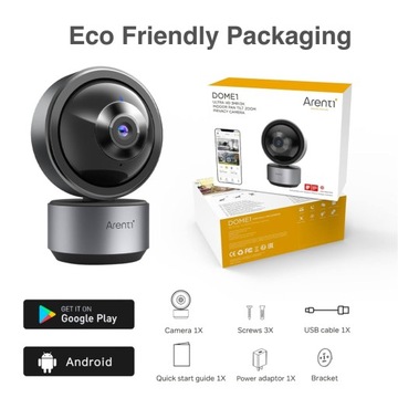IP-камера Arenti DOME1, радионяня 3MP/2K UHD, WIFI 2,4 и 5 ГГц