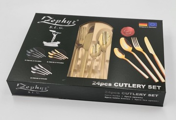 Эксклюзивный золотой набор столовых приборов ZEPHYR, 24 шт.