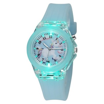 Fashion Cartoon Unicorn Flash Light Girls Watches
