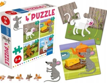 PUZZLE Z MYSZKĄ 4 UKŁADANKI 31 ELEMENTÓW GRANNA