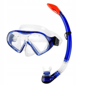 Zestaw maska+ fajka do nurkowania okulary gogle Celebes niebieskie